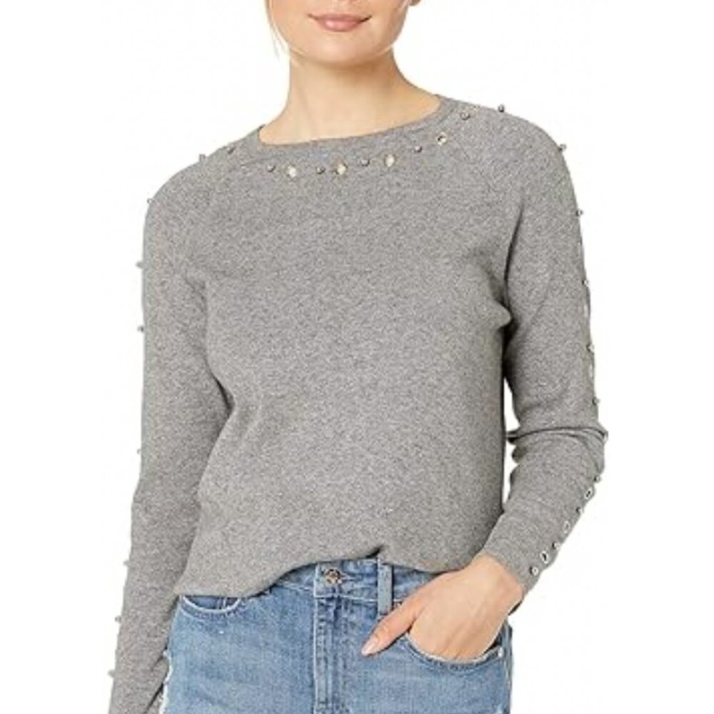 FDJ Gray Long Sleeve Ballet Neck Sweater